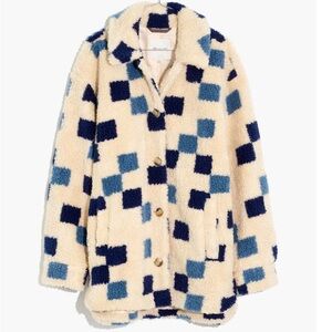 Madewell (Re)sourced Sherpa Belrose Shirt-Jacket in Checkerboard - Size XL